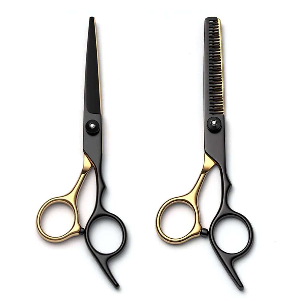 6" Professional Hair Styling Kit Includes Straight Curved Thinning Shears and Comb Stainless Steel Construction for Salon Home H260304-image-1096263870