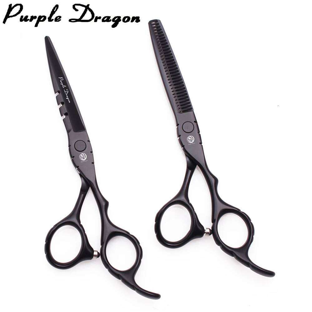 Professional Hairdressing 5.5" 6" Stainless Black Hair Cutting Scissors Barber Shop Thinning Shears Z1010 H260304-image-1096263918