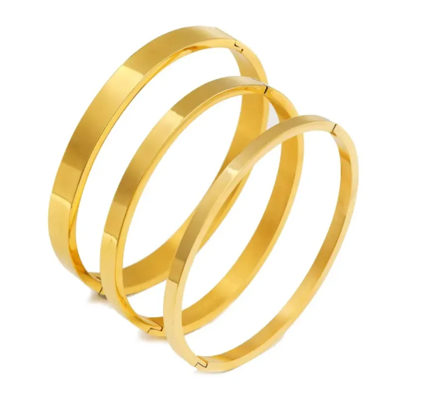 18K Gold Plated Stainless steel Bangle Classic Fashion lover Bracelet for Women Girl Wedding Mother Day Jewelry Women gifts-image-1096275199