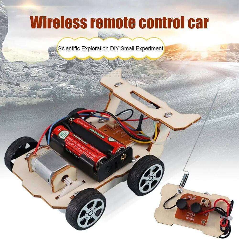 DIY Remote Control Racing Car Model Technology Handmade Materials Children's Science Experiment Set Wooden Plastic H260304-image-1096262621