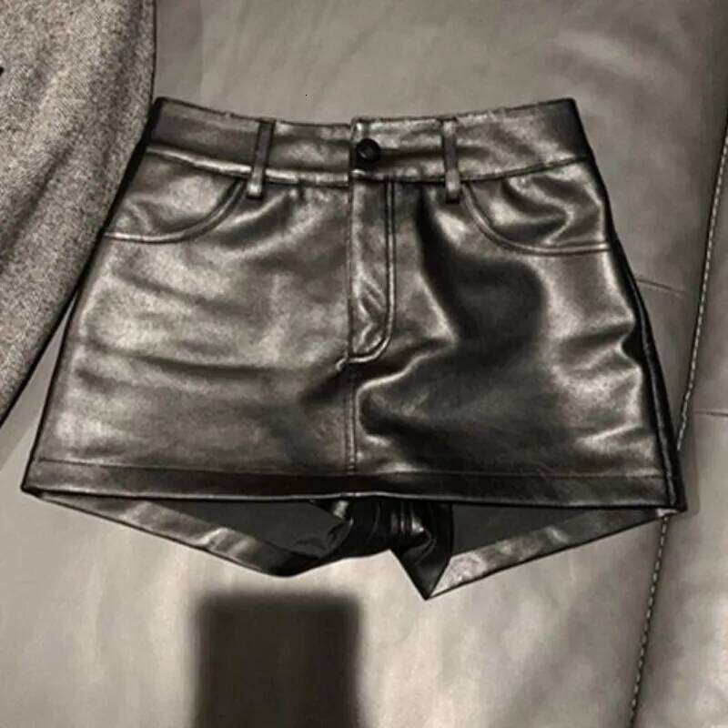 New Women Sexy Slim Pu Leather Black Shorts Skirts XJ260305-image-1096304268