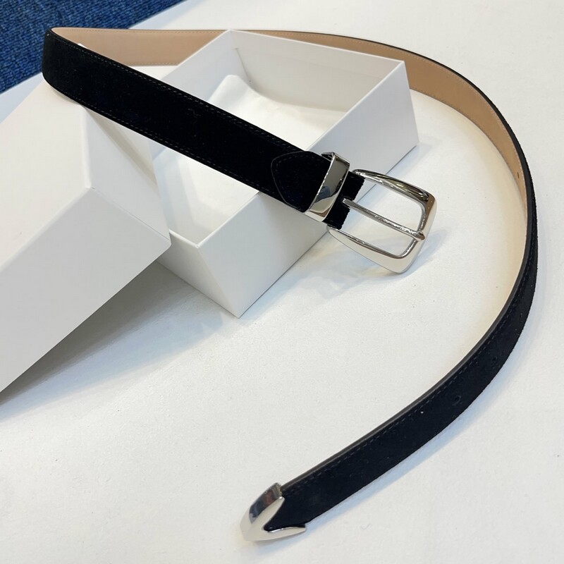 Retro velvet leather vintage style needle-type belt 3CM versatile double cowhide waist accessory belt simple dress waist belt