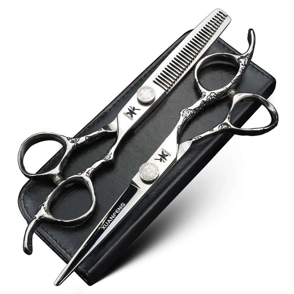 XUANFENG black Mirror Hair 6-inch JP440C Barber Cutting and Thinning Scissors Very Cool H260304-image-1096263740