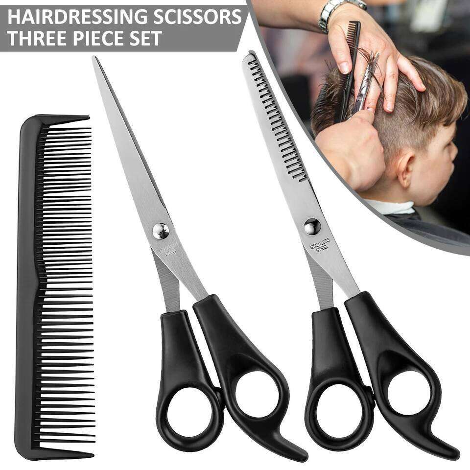 Hair Cutting Scissors Set Stainless Steel Thinning with Flat Comb Home Barber Salon Haircut Scissor Styling Tool H260304-image-1096263955