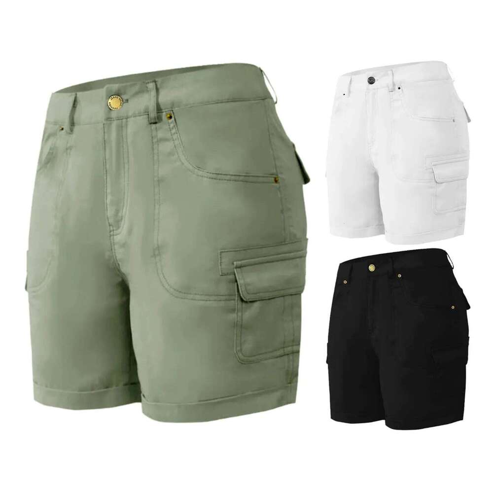 Women High Waist Cargo American Style Streetwear Summer Wide Leg Pants Fashion Female Big Pocket Loose Shorts New XJ260305-image-1096301834
