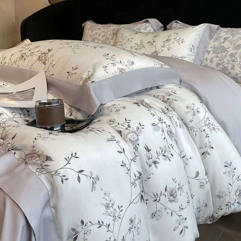 Luxury Digital Printing Flowers and Plants Bedding Set Lyocell Eucalyptus Fiber Soft Silky Duvet Cover Bed Sheet Pillowcase 4Pcs C260304-image-1096262452
