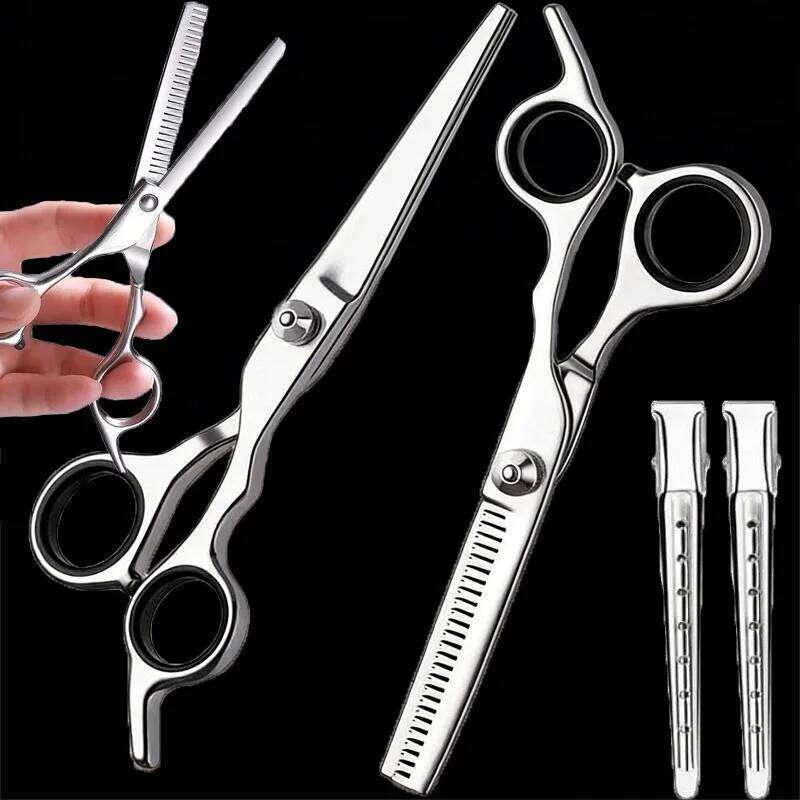 6/7pcs Scissors Shears Professional Hairdressing Texturizing Salon Barber Shear Pins Comb Hair Cutting Tools H260304-image-1096263964