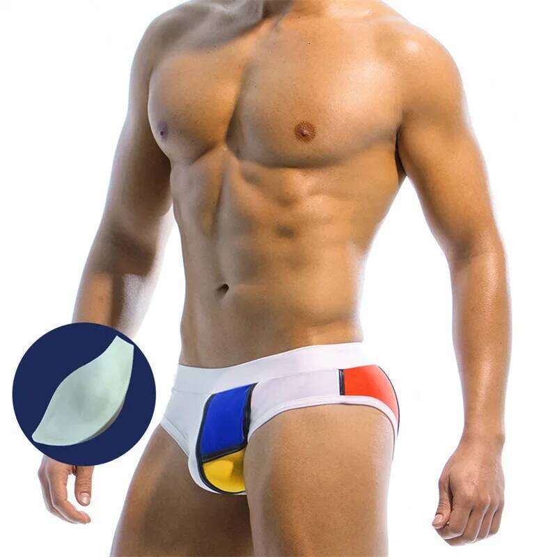 New Swim Briefs Underwear Sexy Fashion Beach Pants Pattern Swimwear Men's Hot Spring Swimming Trunks with Pad H260305-image-1096288530