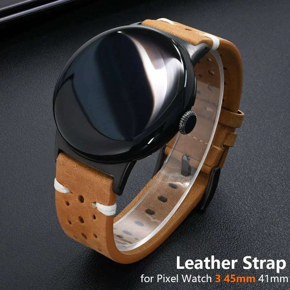 Leather Strap 45mm Men Wristband Replaced Accessories Band for Google Pixel Watch 3 2 1 41mm Bracelet H260304-image-1096266130