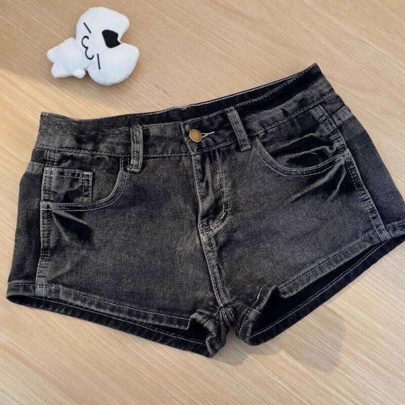 Japanese Kawaii Lolita Women Y2k Sweet Cartoon High Waist Short Pants Cute Girls Harajuku Casual Black Gray Denim Shorts XJ260305-image-1096301063