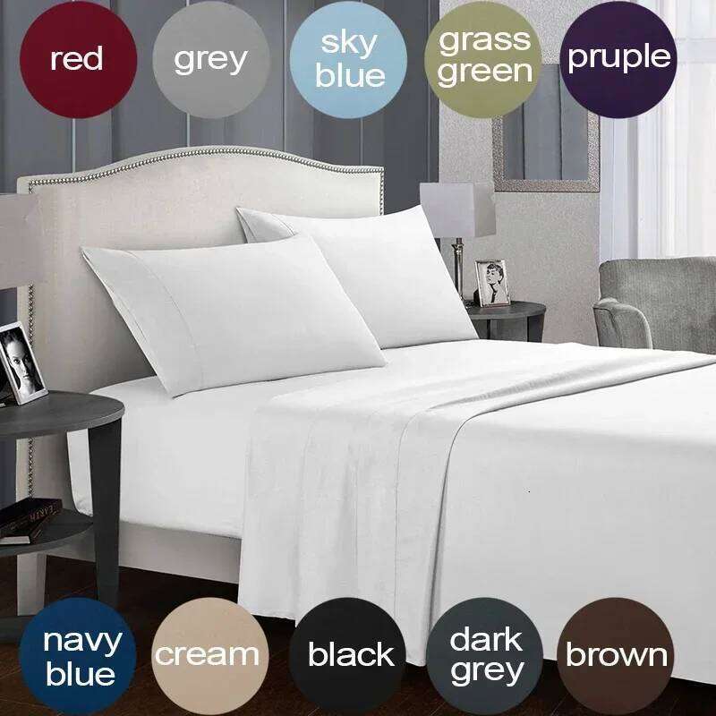 Solid Color Soft Brushed Fitted sheet Flat Pillowcase Bedding Set Bed Sheet Twin Full Queen CA King 3/4 Pieces C260304-image-1096260940