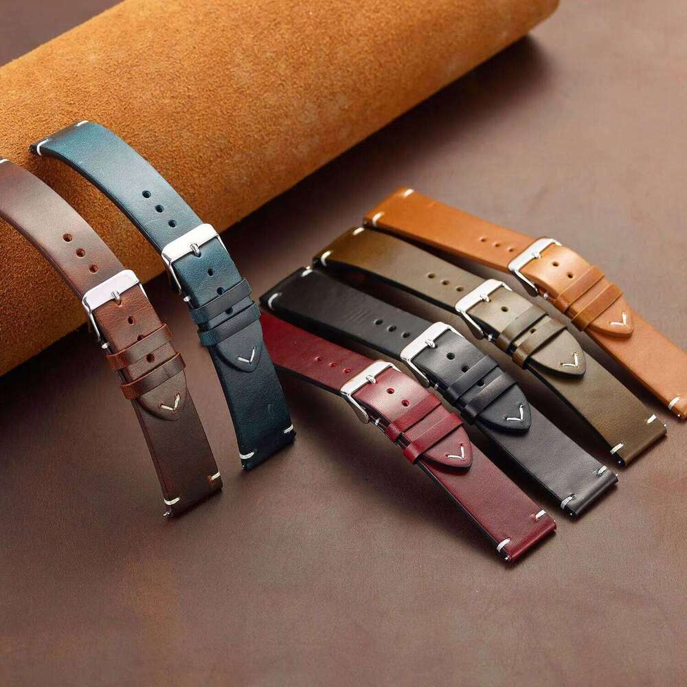 Universal Genuine Leather Strap 18 19 20mm 21 22 24mm Retro Oil Wax Thin Cowhide Watch Band Women Men Wristwatch Bracelet H260304-image-1096266067