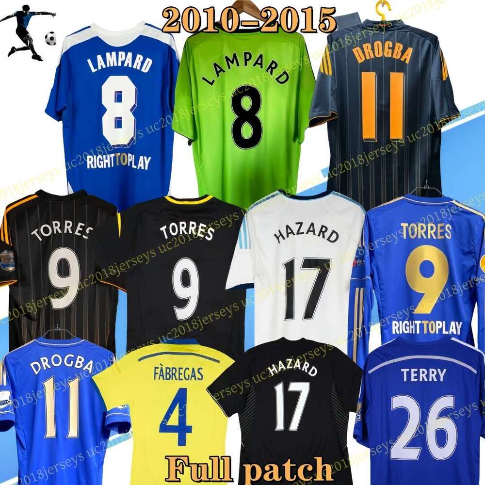 Patch complet Manches longues Chejerseys 2010-2015 Drogba LAMPARD maillots de football rétro GUDJOHNSEN VERON TERRY ROBBEN 10 11 12 13 14 15 mail