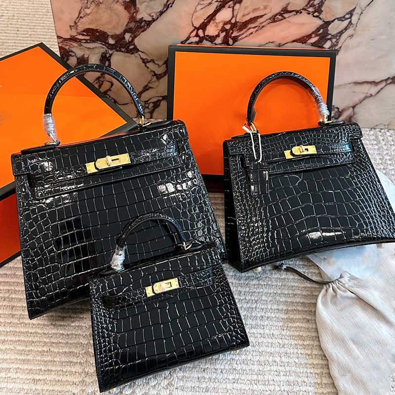 Sac à main de deuxième génération de styliste pour femmes, sac à bandoulière classique en cuir de crocodile avec serrure et clé, pochette Litchi