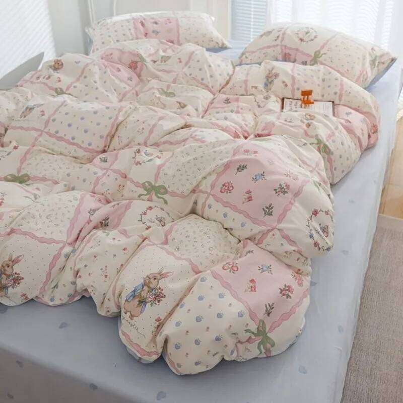 Ins Fashion Bedding Set 2025 New Full Queen Size Duvet Cover Flat Sheet Pillowcase No Filler Kids Adult Girls Boys Bed Linens C260304-image-1096262023