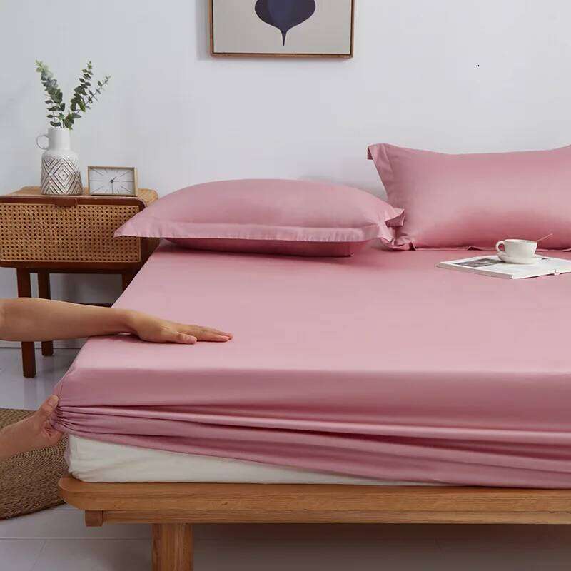 Solid 100% Pure Cotton Fitted Sheet Set Skin-Friendly Cozy Bedsheet Pillowcases King Twin Queen Full Size Bedding Protector C260304-image-1096251838