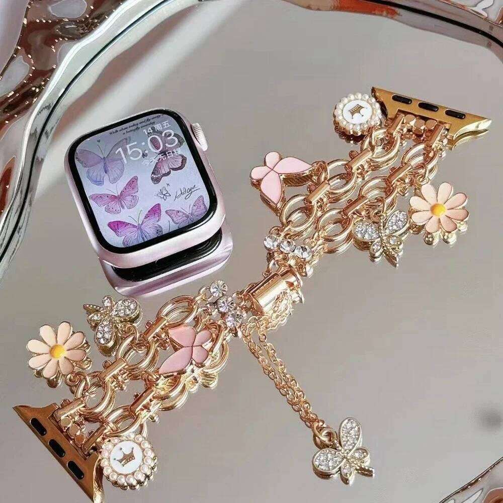 Adjust Elegant Stainless Steel Bracelet Link for Watch Band Series 8/7/6/10/9 40mm 41mm 38mm 42mm 44mm 45mm 46mm Strap H260304-image-1096265681