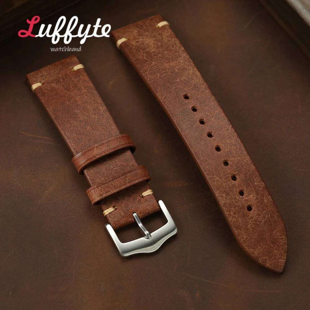 Retro Frosted Cowhide Genuine Leather Straps 20mm 22mm High Quality Watchband for Men Women Watch Accessories H260304-image-1096265795