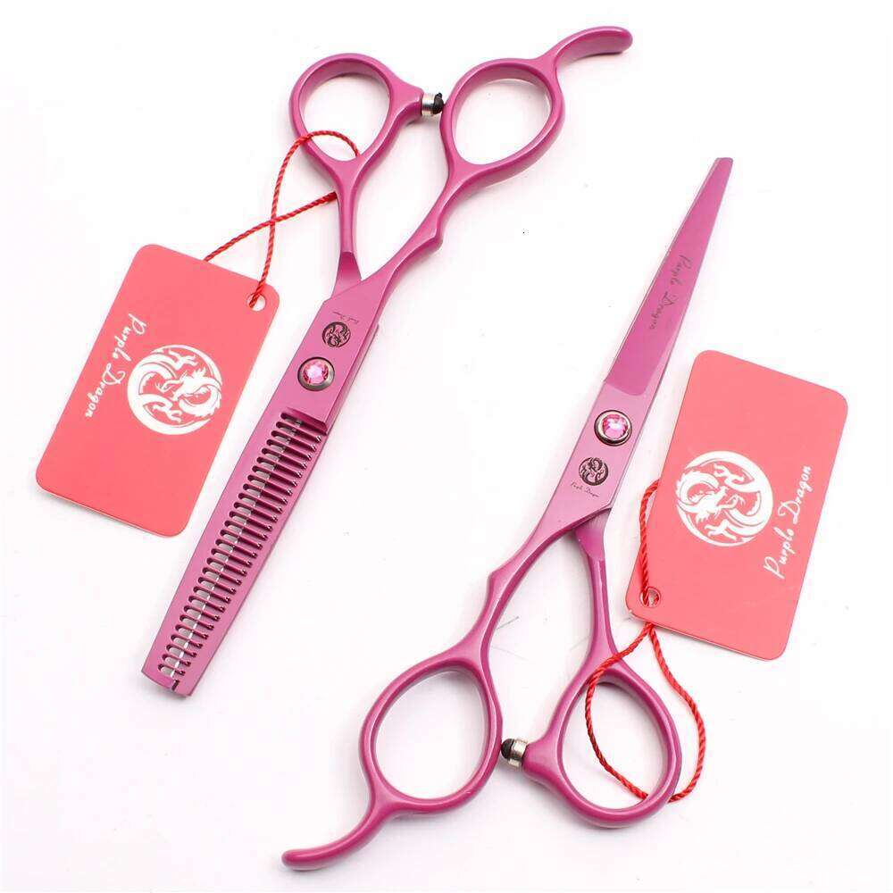 Left Hand 5.5" 16cm Purple Dragon Pink Cutting Thinning Shears Professional Hairdressing Hair Scissors Z8001 H260304-image-1096263847