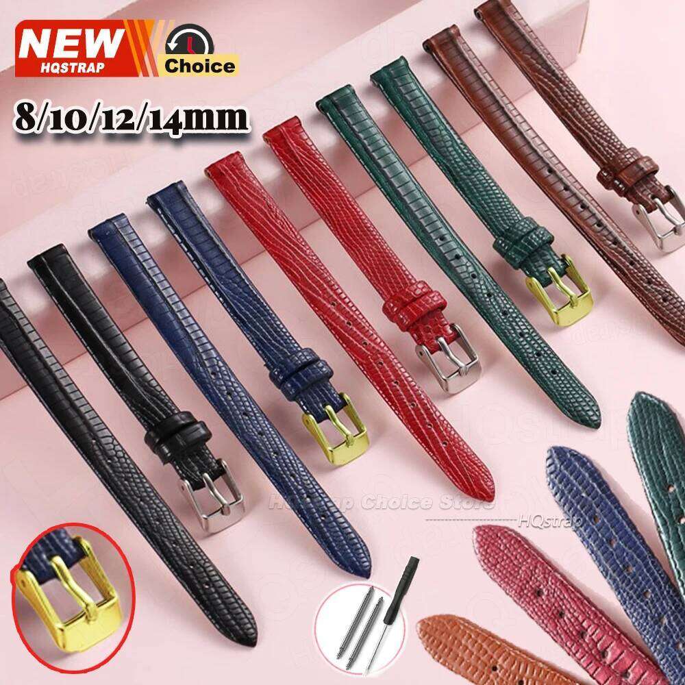 New Lizard Patterned Ultra-thin Strap for Women Watch Band 8mm 10mm 12mm 14mm Slim Leather WatchStrap Universal Bands H260304-image-1096265958