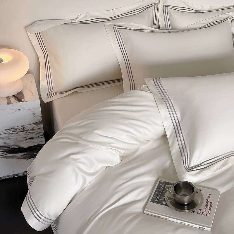 Luxury 1000TC Egyptian Cotton Solid Color Hotel Style Embroidery Bedding Duvet cover Set Flat/Fitted Bed Sheet Pillowcases C260304-image-1096263367
