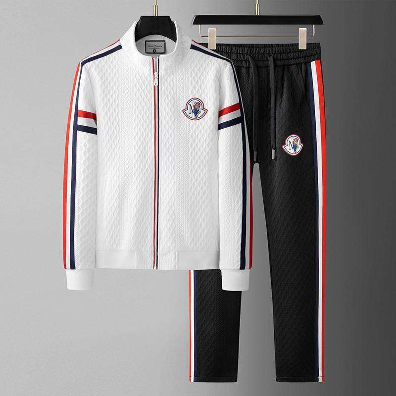 Two Piece Tracksuit Sport Tracksuit For Autumn Golf Brunch Travel Daily Street Mature Loose Fit White Matching Outfit Plus Size Versatile Casual Men