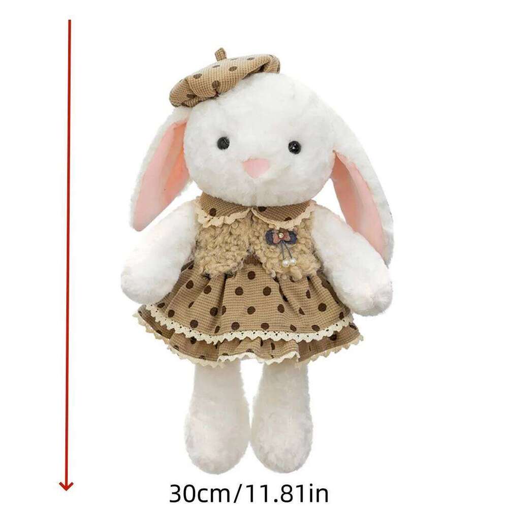1pc 30cm/11.81in Super cute beret flower skirt rabbit plush toy girl birthday gift grab confession doll H260304-image-1096262925