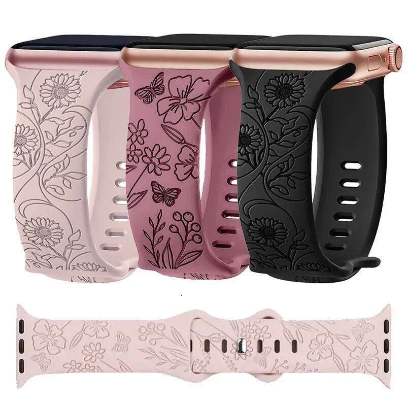 Engraved Straps for Watch Band 10 46mm 42mm 40mm 44mm 45mm Floral Bracelet Correa iwatch Series 11 9 8 7 6 Ultra 2 3 49mm H260304-image-1096265331