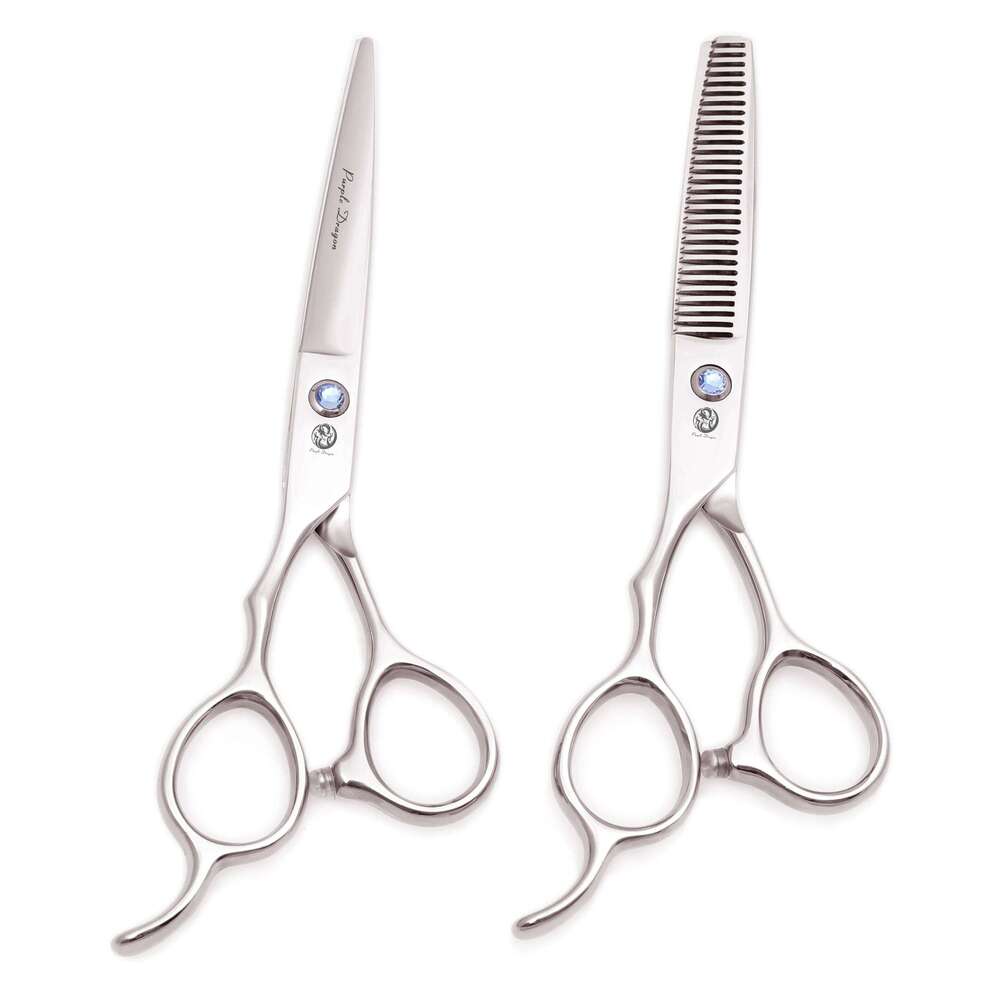 Left Hand Hairdressing Purple Dragon 6'' Barber Shop Cutting Shears Thinning Professional Hair Scissors Z8001 H260304-image-1096263886