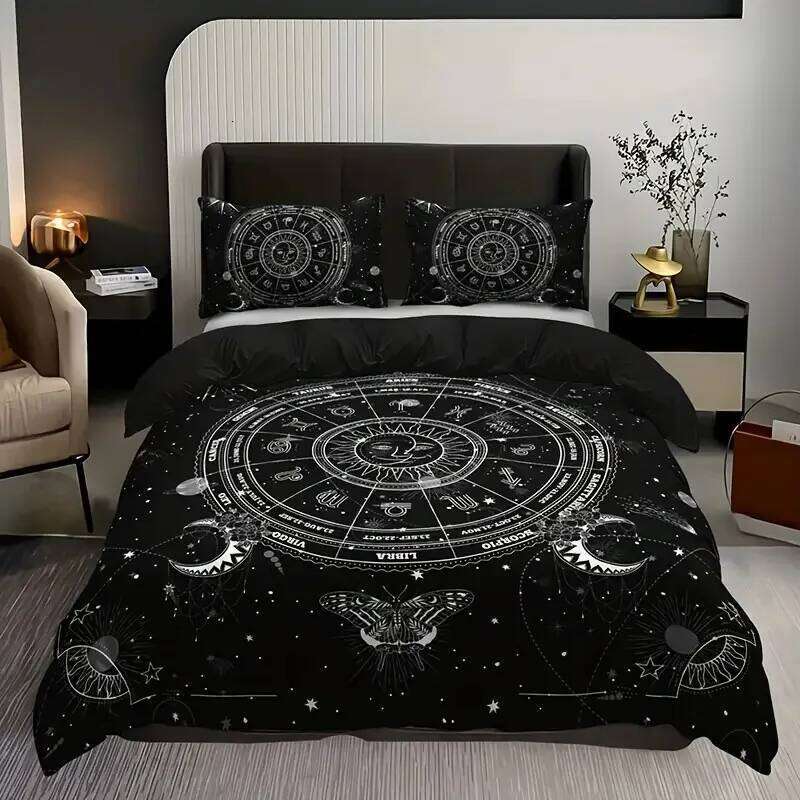 Boho Sun And Moon Duvet Cover Black White Floral Bedding Set Bohemian Exotic Comforter Covers Queen Bedroom Decor All Season C260304-image-1096262422