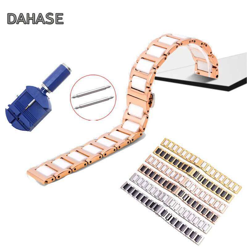 14 16 18 20 22mm Ceramic Watch Band Stainless Steel Replacement watch Strap Butterfly Buckle Wrist Bracelet Belt With Tool Pins H260304-image-1096266191