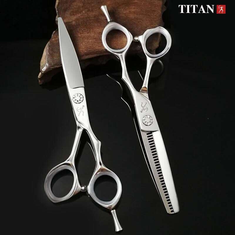 Titan high quality cutting scissors beard ball screw hand made sharp VG10 steel hair H260304-image-1096263579