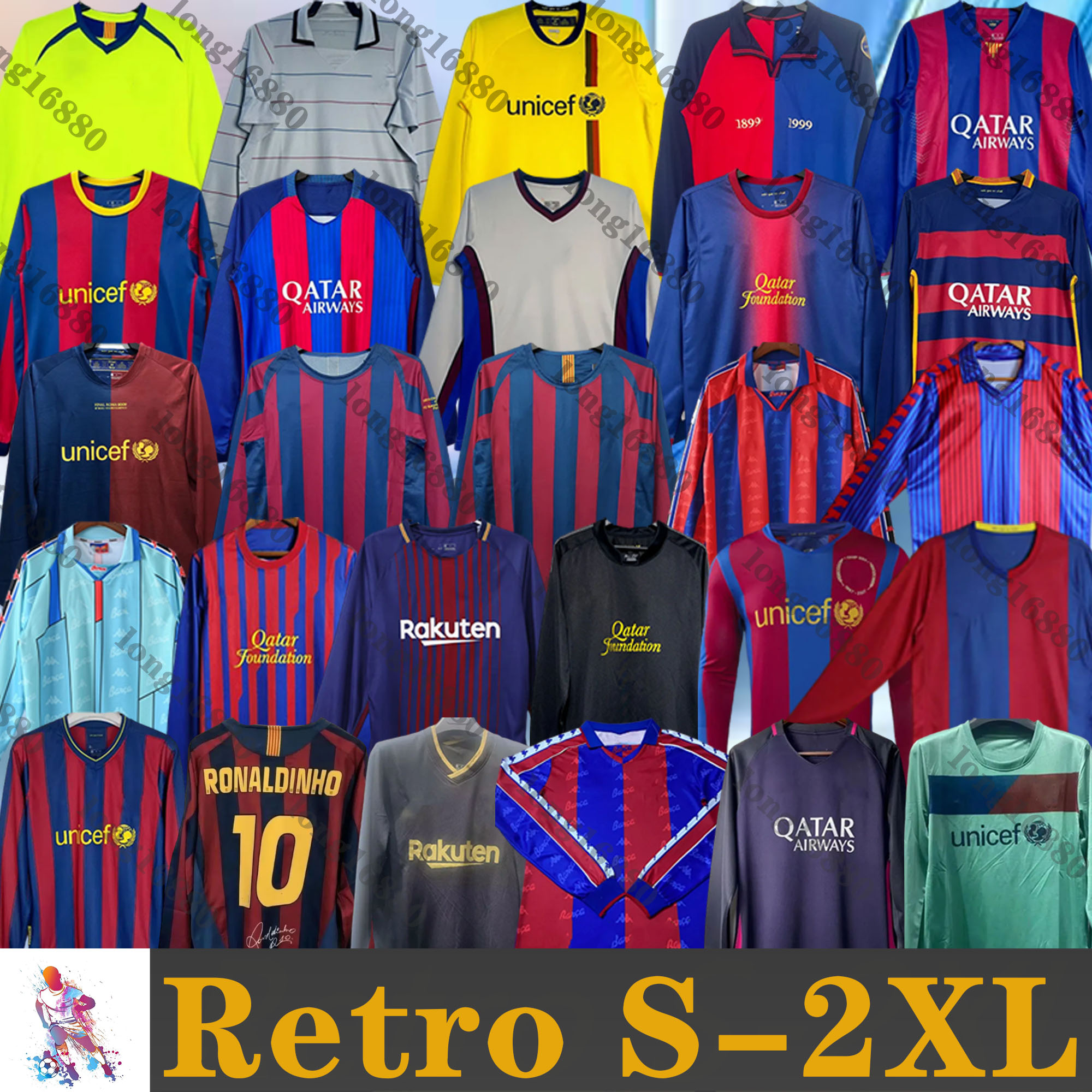 03 04 05 06 07 08 09 91 92 Retro Barcelona Soccer Jerseys RONALDO MESSIS Xavi Classic De Futbol 10 11 12 13 14 15 A.iniesta RONALDINHO Barcelone-image-918515594
