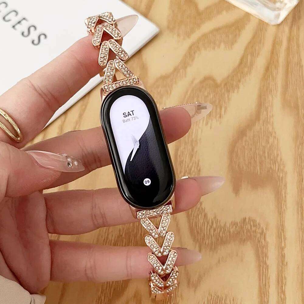 mi band 8 Strap Bracelet for Smart Band 8/9/10 Metal Adjustable Replacement Bling Wristband Wearable Women Armband H260304-image-1096265749
