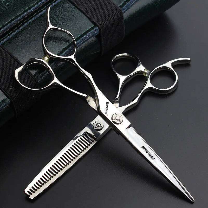 Left-handed Professional Trimming Clippers Flat Scissors, Tooth Scissors 5.5 6 Inches Hair Cutting Tools H260304-image-1096263974