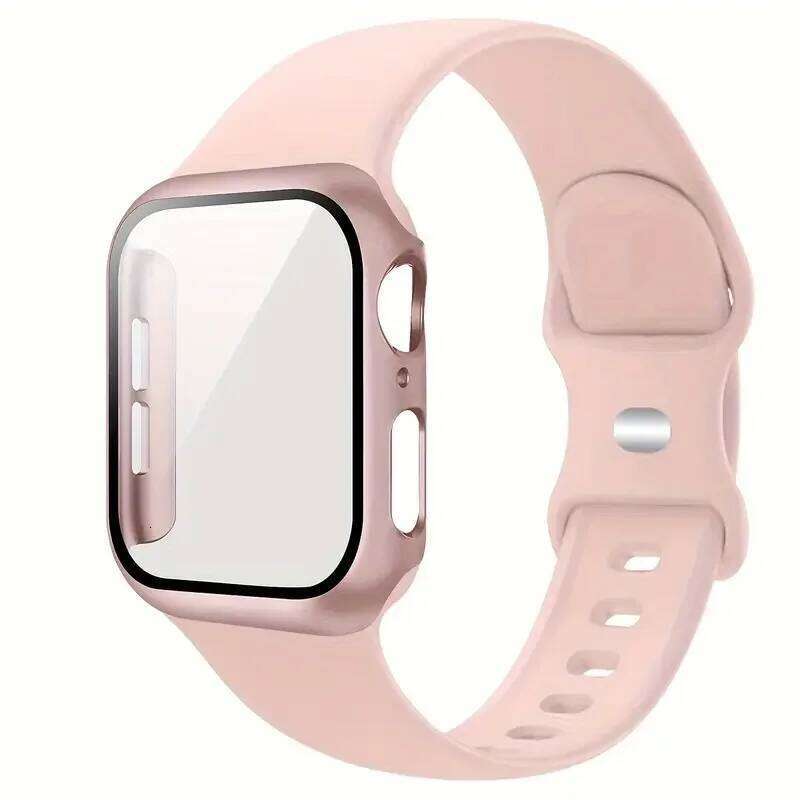 Glass+Case+watchbands For Watch 44mm 41mm 45mm 40mm 38mm 42mm Silicone bracelet iWatch serises 9 8 4 5 6 SE 7 band H260304-image-1096265814