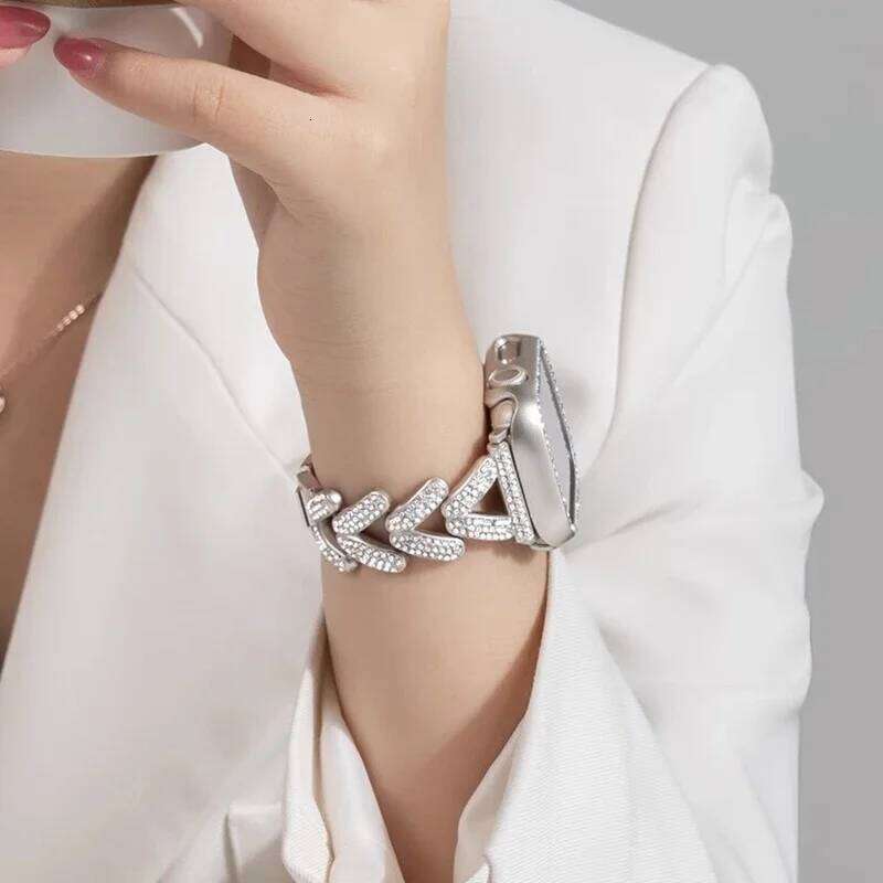 Diamond Metal Strap for Watch 10 Band 46mm 42mm 41mm 44/49mm 45mm 40mm Women Belt Bracelet iWatch Series 9 8 7 Se 6 Ultra H260304-image-1096265406