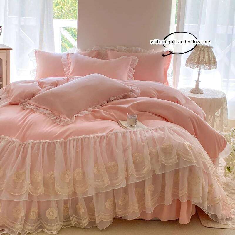 3pcs Korean lace Bedding set wedding Duvet Set 1*Duvet Cover + 2*Pillowcase, Without Corefor bedroom guest room C260304-image-1096262181
