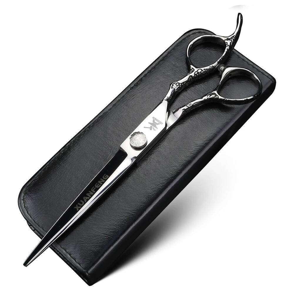 XUANFENG 7-inch silver plum blossom cutting scissors, barber style hair scissors H260304-image-1096263739
