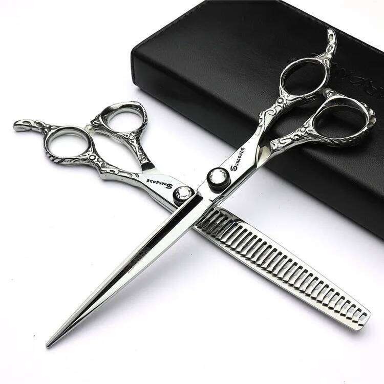 Hairdressing Cutting Hair Styling Tools 6/6.5/7 inch Salon Scissors Set 440C Barber Shears 10 25 40 50 Thinning Rate H260304-image-1096264026