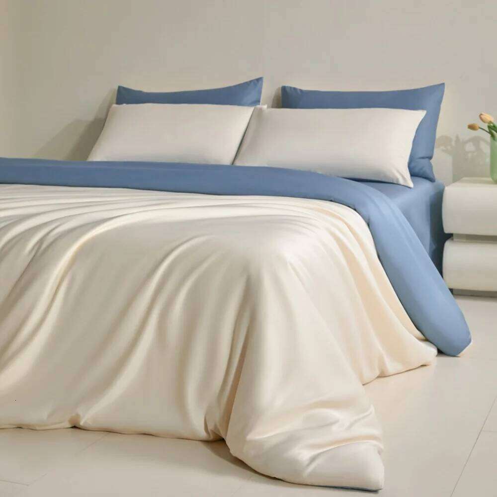 Luxury Ice Silk Bedding Solid Color Quilt Smooth Cool Four Piece Set Duvet Cover Bed Sheet Pillowcase Bedroom Decor C260304-image-1096262734