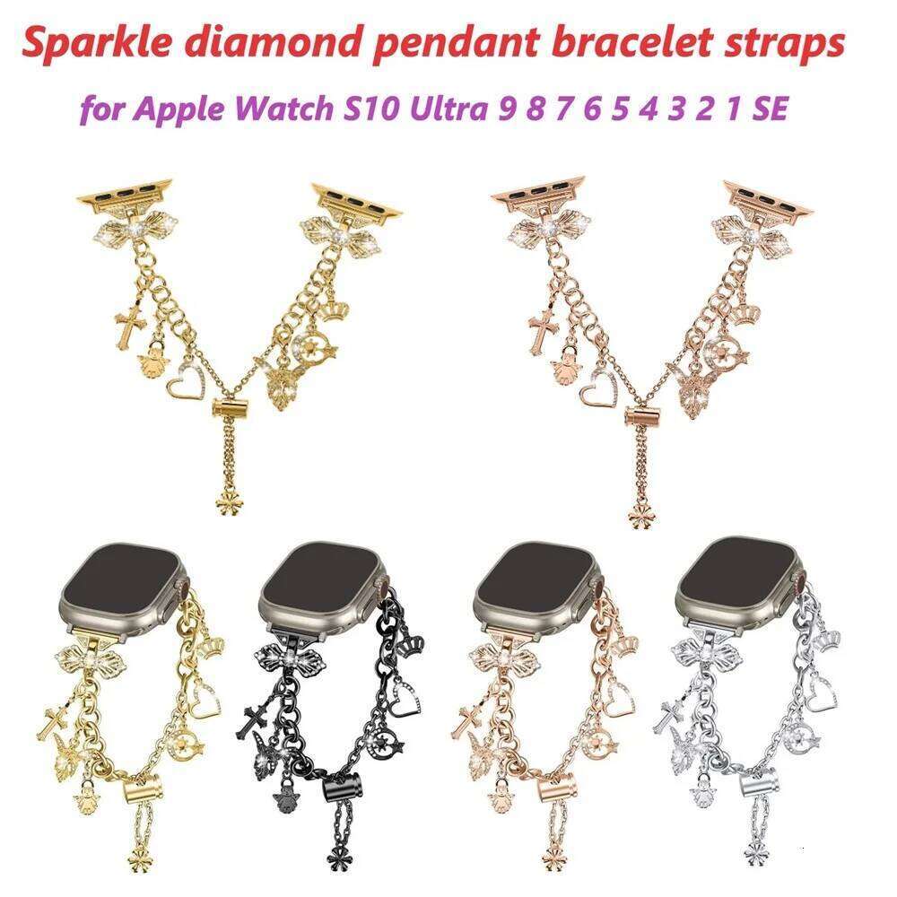 Watch Straps 49 46 42 41 40 38 45 44mm Slim Sparkle Band with Cubitt For Women iWatch Diamond Correas Bracelets H260304-image-1096265732