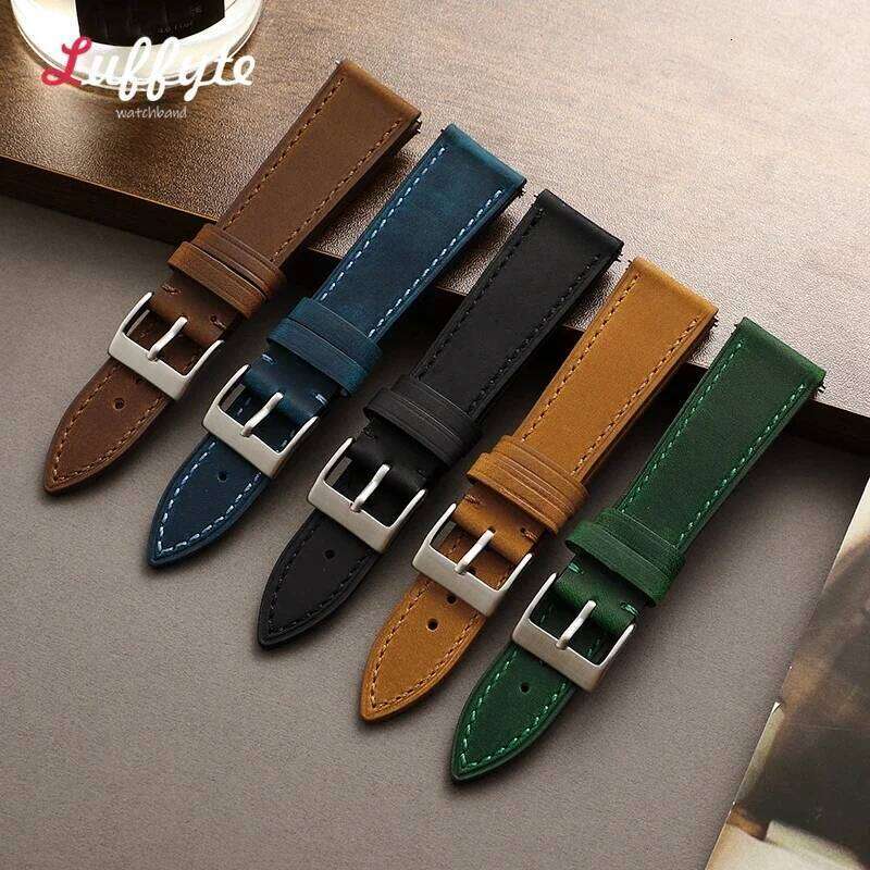 Quick Release Leather Strap 18mm 19mm 20mm 21mm 22mm Universal Watch Belt Fashion Black Blue Brown Watchband Accessories H260304-image-1096265364