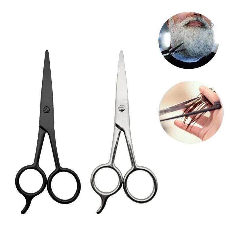 Stainless Steel Facial Hair Shears Cutting Mustache Eyebrow Trimming Salon Razor Edge Barber Beard Scissors H260304-image-1096264038