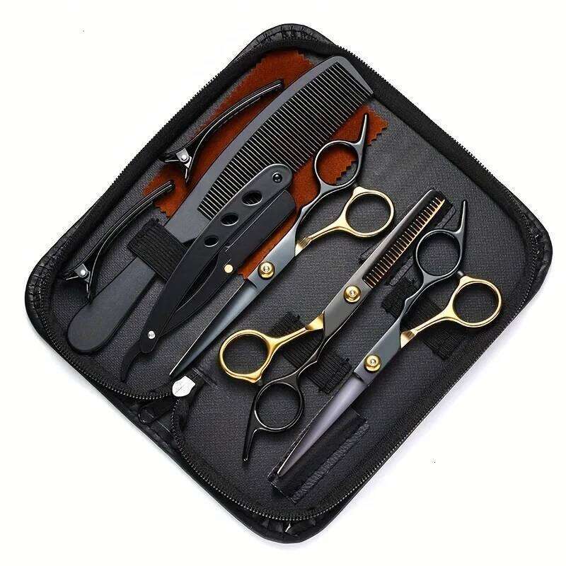 Stainless Steel Scissors Set - Professional Thinning & Texturing Shears, Layered Hair Cutting Tools for Home Barber Kit H260304-image-1096263941