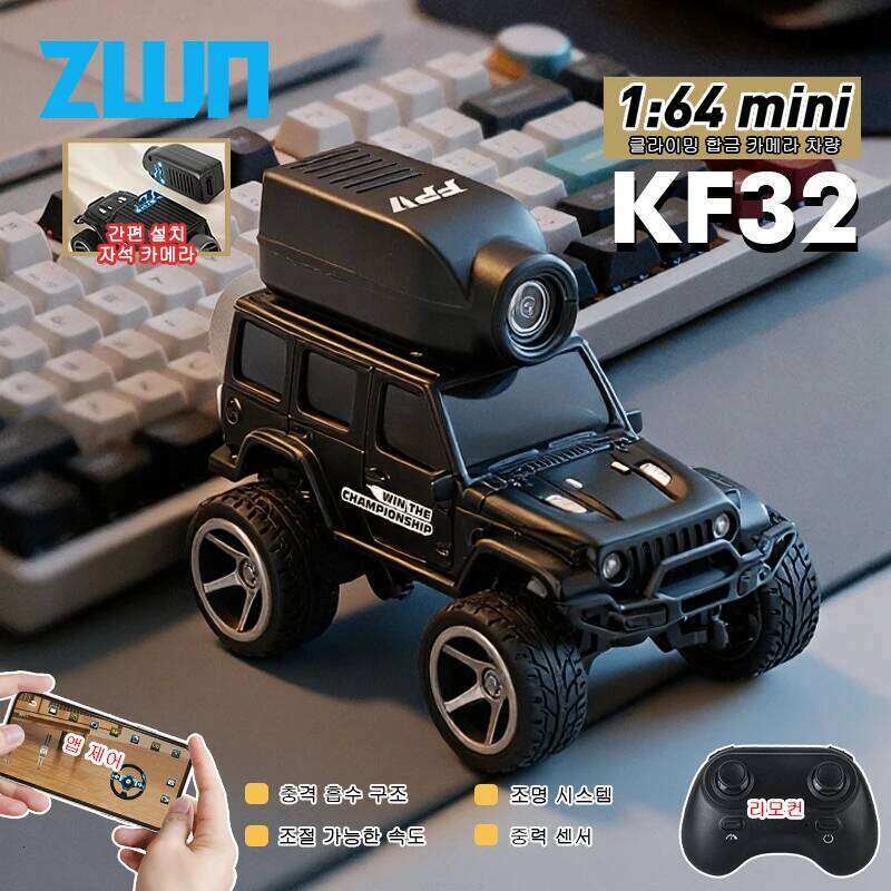 KF32 1:64 RC Mini Climbing Alloy Video Car With LED Light and HD Camera Radio Remote Control Vehicle Toy for Kids Best Gift H260304-image-1096262323