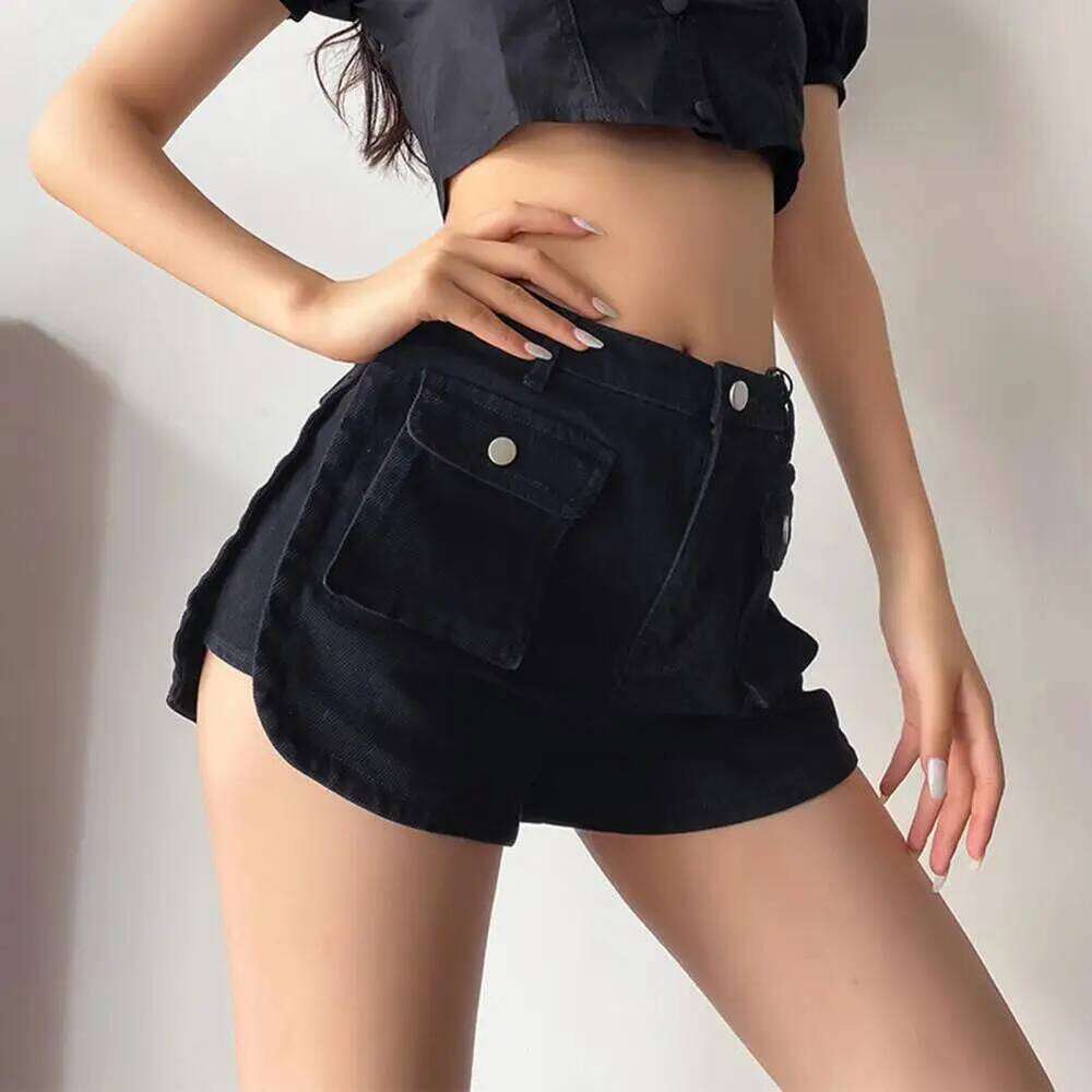 Women's Zipper Fly Roll Up Hem Denim Women Fashion Summer High Waist Pockets Female Straight Leg Jean Shorts For Woman XJ260305-image-1096304178