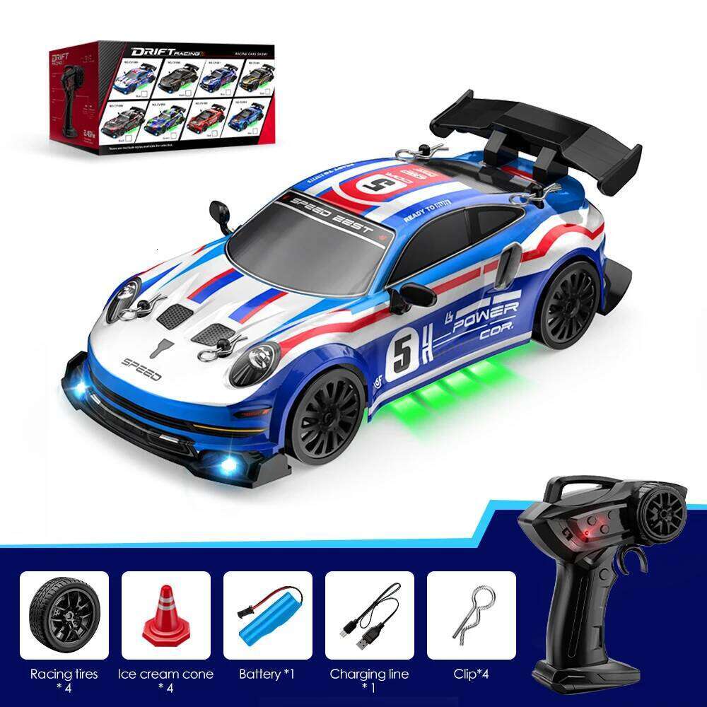 1: Four-wheel drive racing drift ambient light, infinitely variable speed RC remote control toy car, holid H260304-image-1096262355