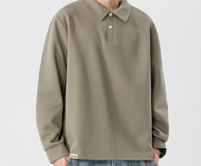 a551 Men Long-sleeved Autumn and Winter Heavy Loose Solid Color Lapel Youth Casual