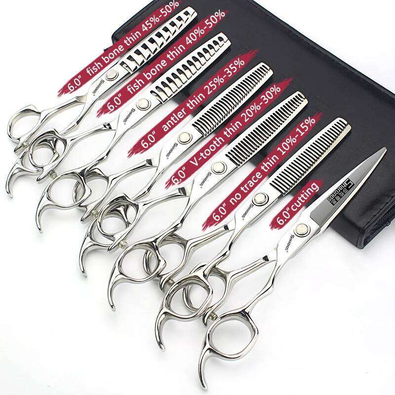6'' Professional Barber Scissors Japan 440c Stainless Steel High Quality Hairdressing Shears Hair Salon Haircut Household Set H260304-image-1096263659